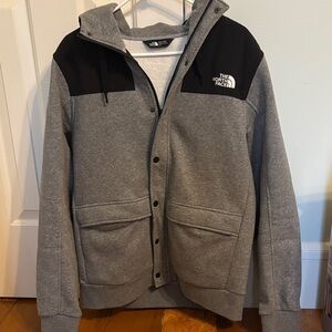 The North Face Gray and Black Snap-Up Jacket